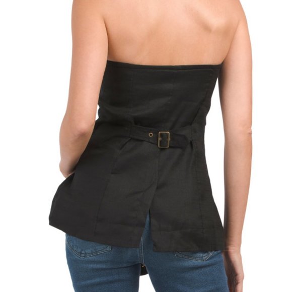 sale! FREE PEOPLE Black Linen Blend Tube Tunic Top 392mn - Picture 6 of 10